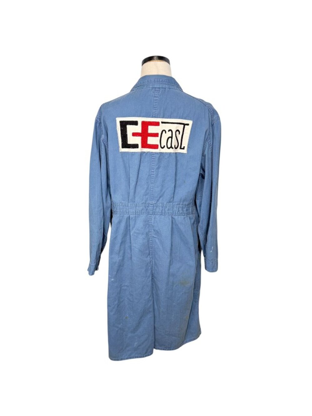 Vintage 1950s Makleys Sanforized Blue Workwear Coat W/ Chain Stitch "EE Cast" L